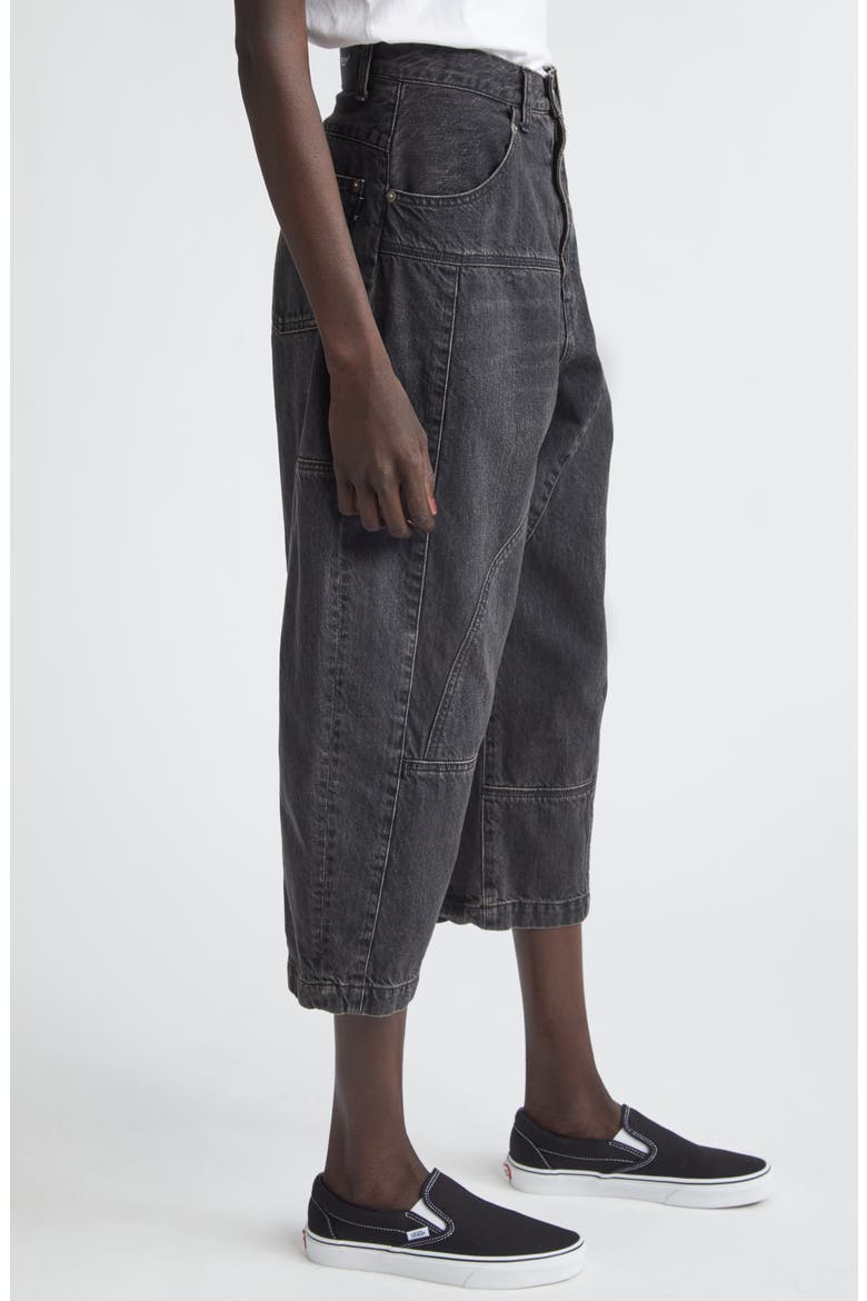 Cotton Denim Barrel Leg Jeans, Alternate, color, BLACK