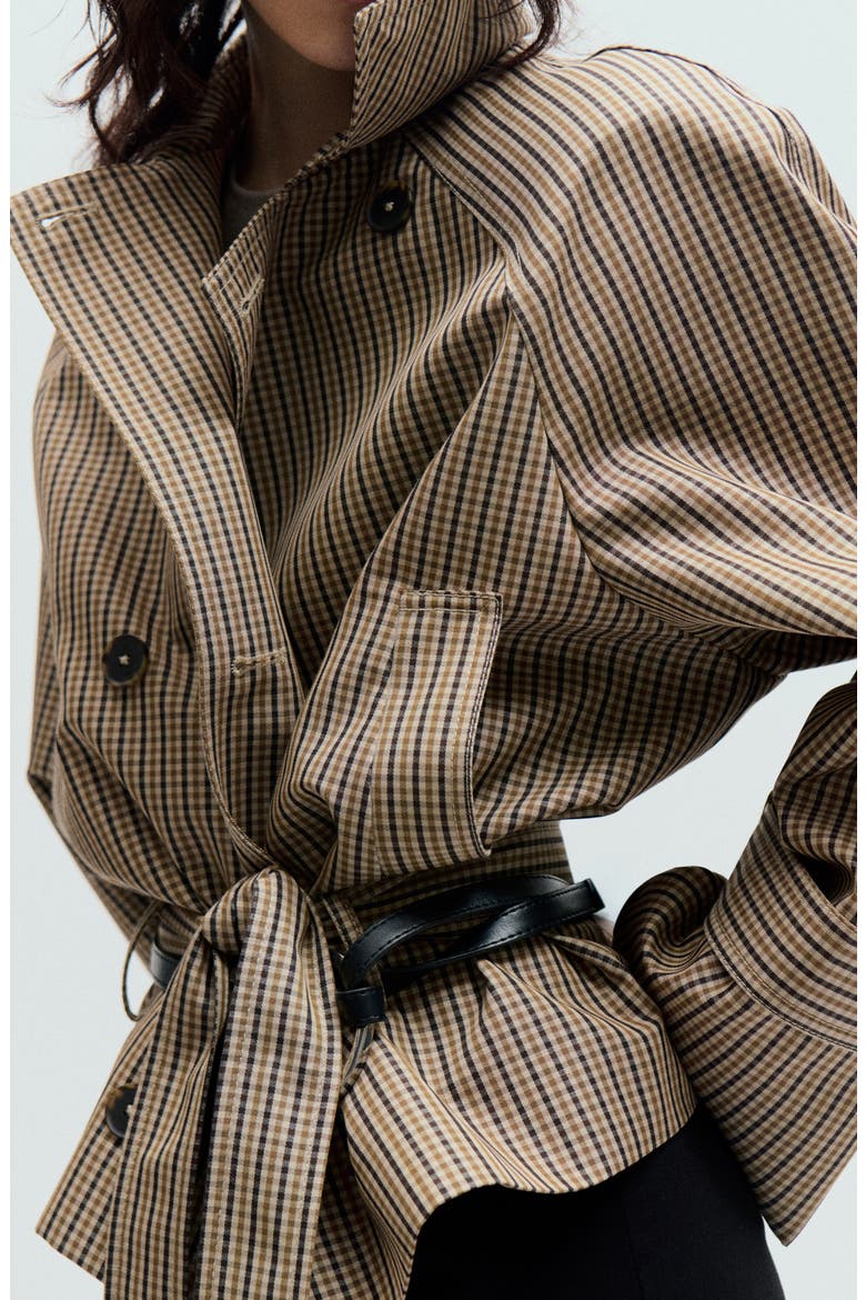 Everest Plaid Belted Jacket, Alternate, color, BEIGE