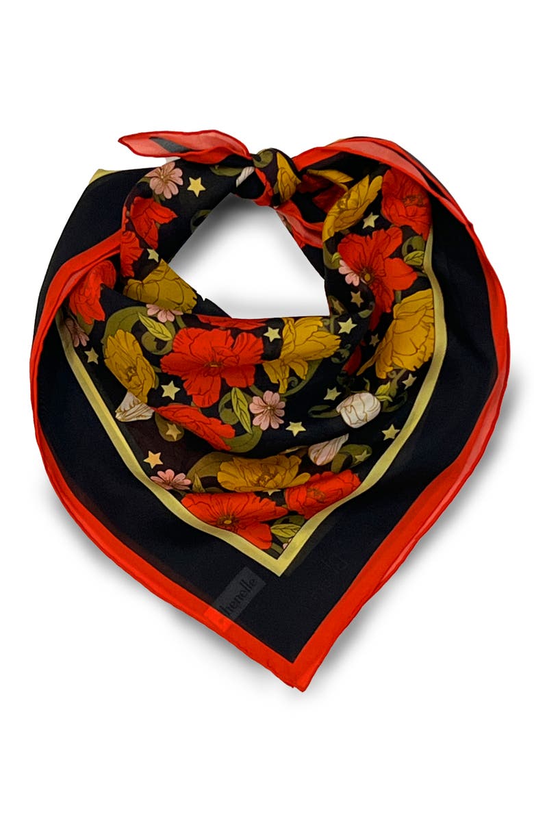 Henelle Silk Bandana, Alternate, color, Night Bloom