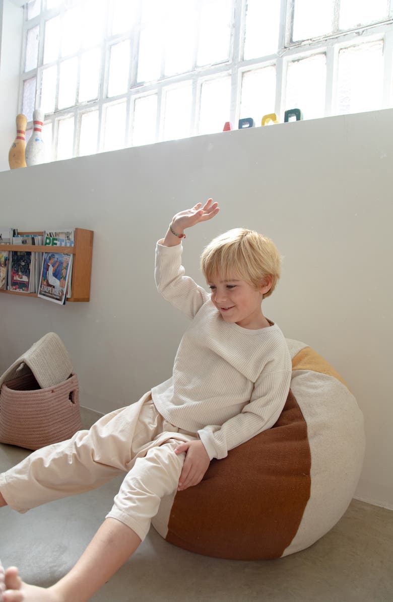 Lorena Canals Beach Ball Pouf, Alternate, color, Natural Vintage Blue Honey