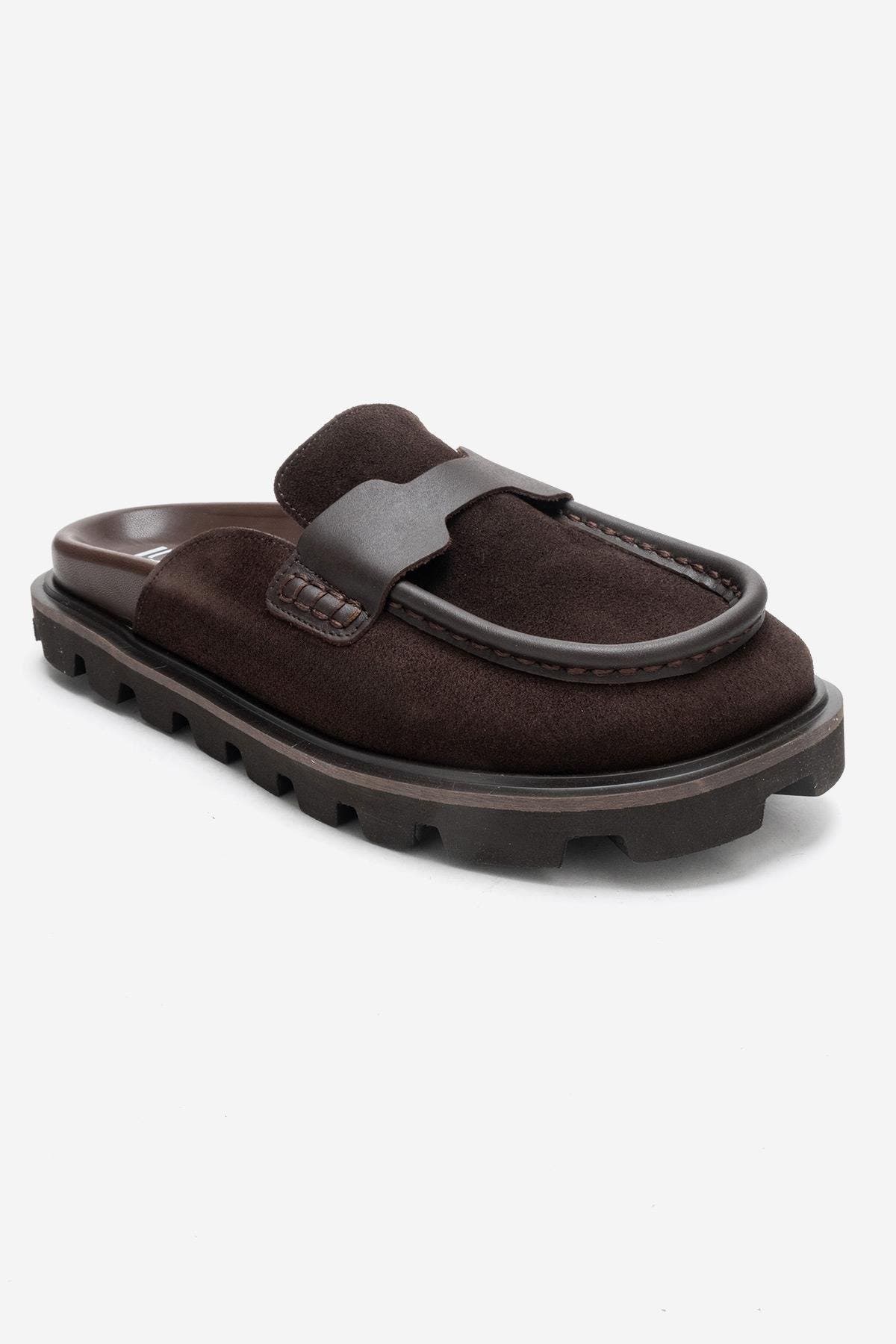 Forever & Always Shoes Vela Leather Slipper, Alternate, color, Brown Suede