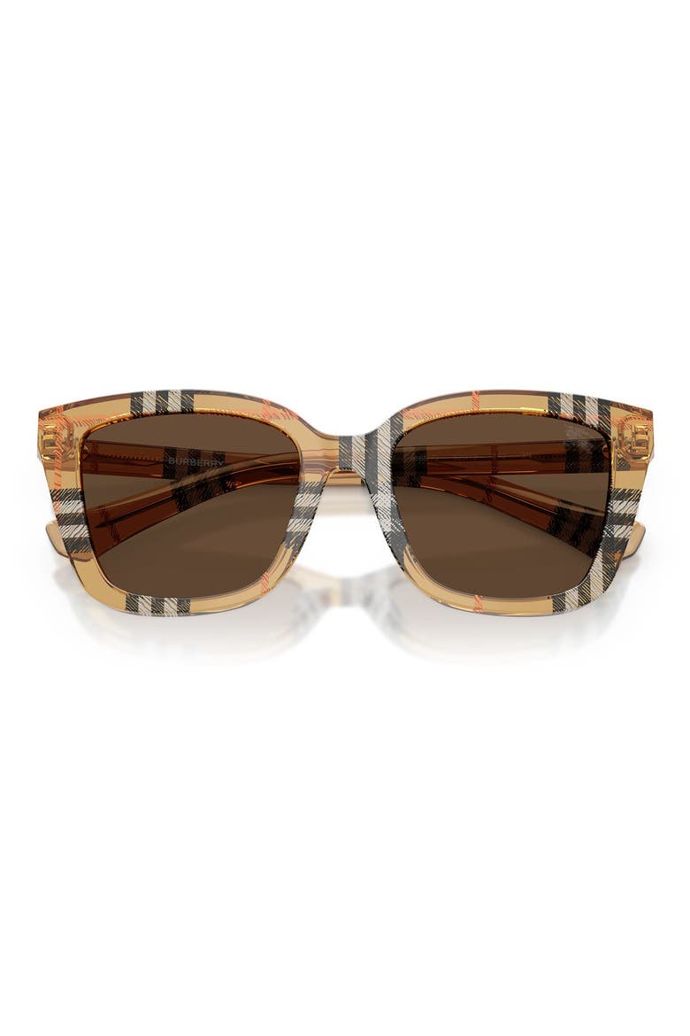 52mm Gradient Square Sunglasses, Alternate, color, CHECK SAND / DARK BROWN