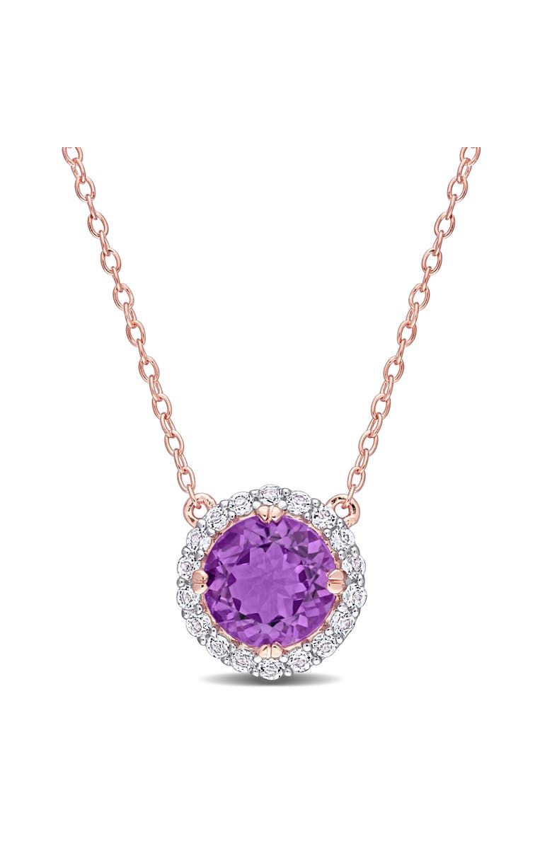 Julianna B. Gemstones Halo Necklace Plated-Silver, Main, color, Amethyst/Rose-Plated