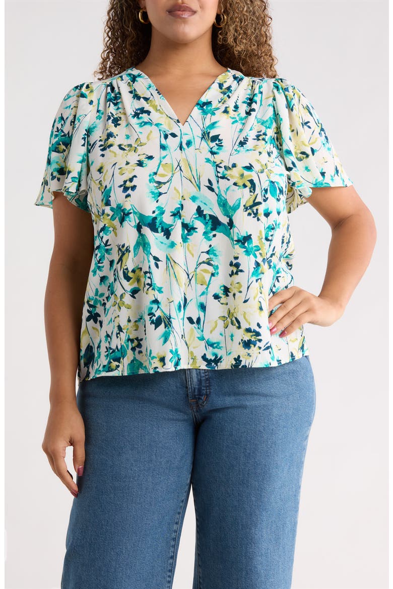 Flutter Sleeve Top, Main, color, GREEN