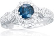 SOUZANA by Suzy Levian 14K White Gold 0.84ct Blue Diamond & 0.37cttw Diamond Ring