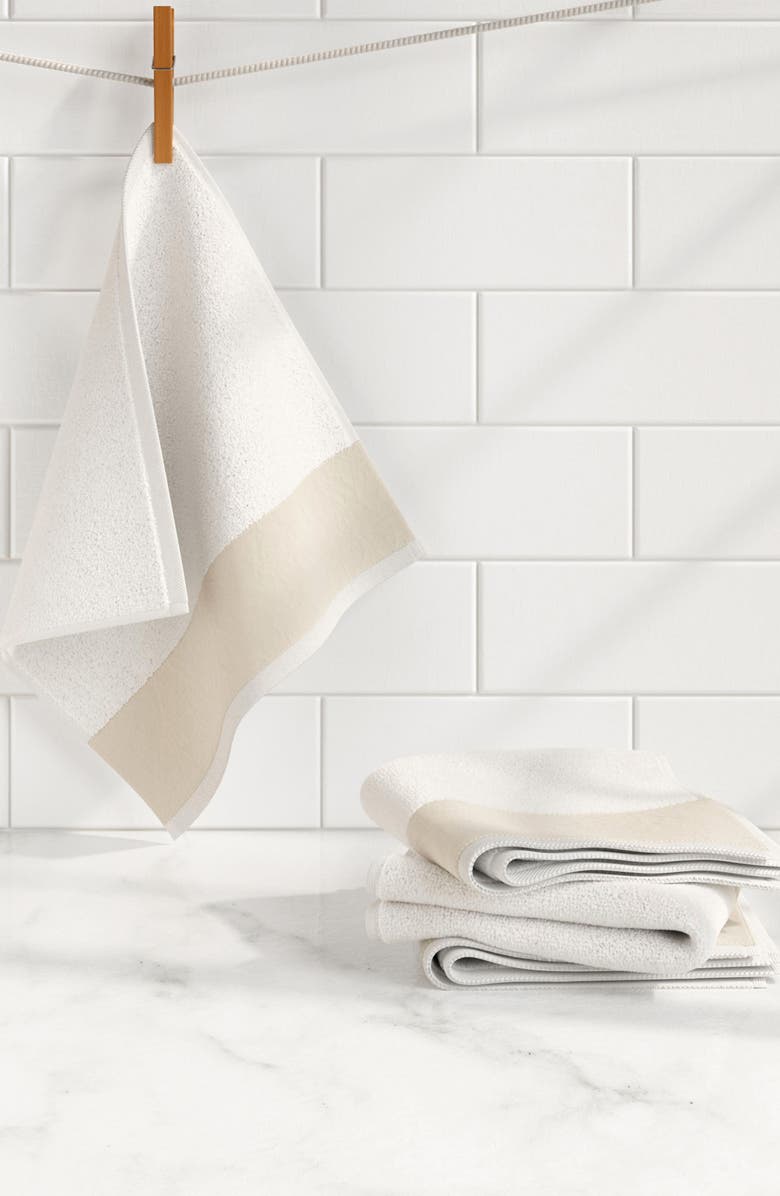 Woven & Weft Border 6-Piece Cotton Towel Set, Alternate, color, White