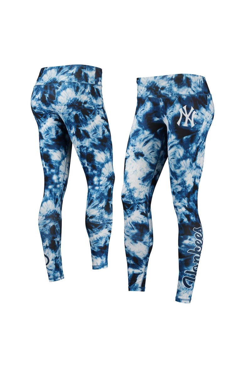 Women's FOCO Navy New York Yankees Tie-Dye Leggings, Main, color, Navy
