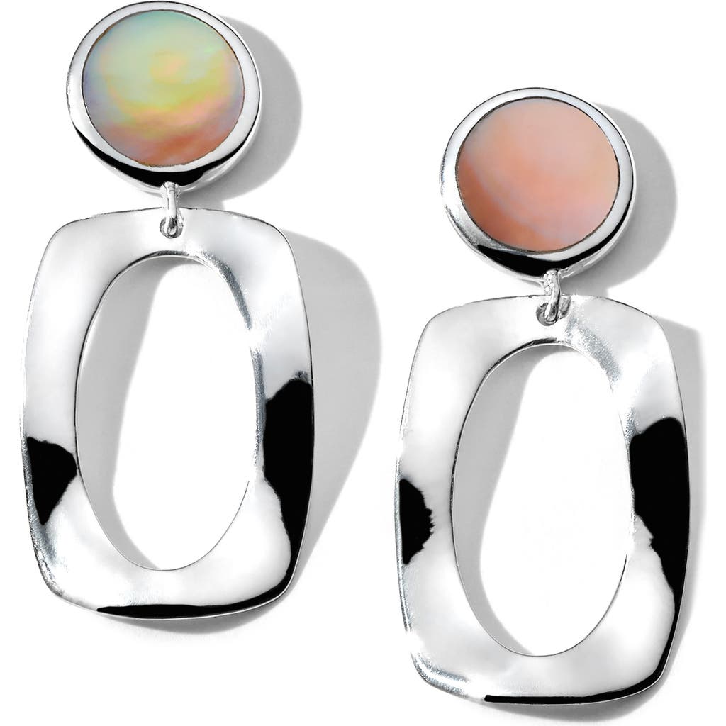 Ippolita Polished Rock Candy Small Dot & Frame Sterling Silver Drop Earrings In Silver/brown Shell