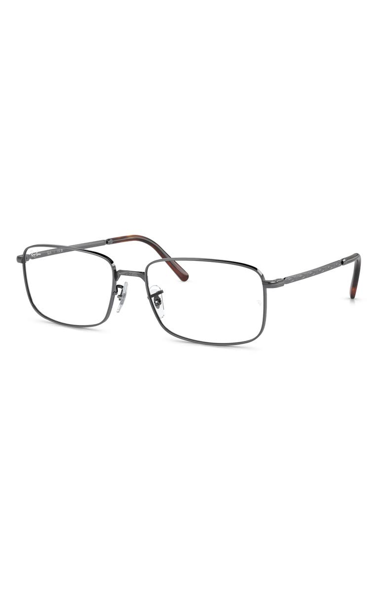 Ray-Ban 54mm Rectangular Optical Glasses, Alternate, color, Gunmetal