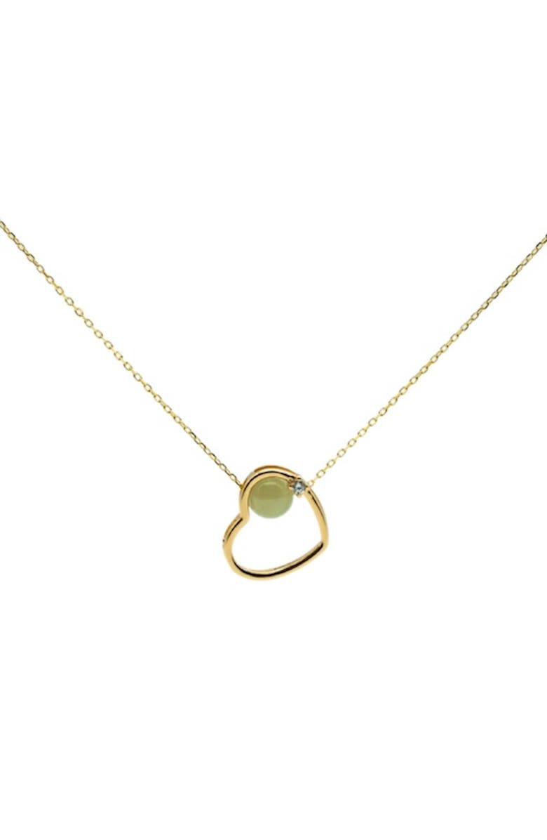 seree Maison heart Green jade & zircon pendant necklace, Alternate, color, Light Green