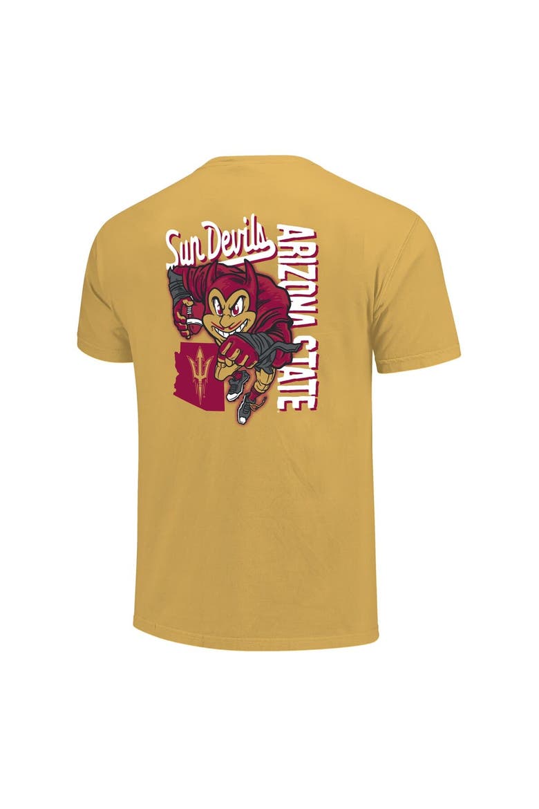 Men's Gold Arizona State Sun Devils Sketched Mascot Comfort Colors T-Shirt, Alternate, color, Gold