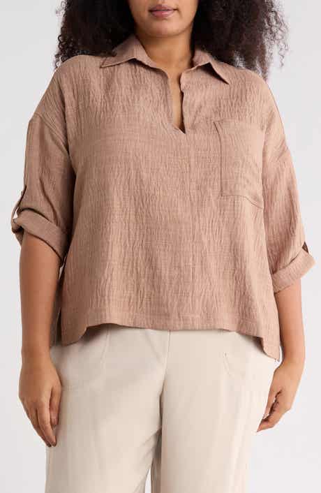 MAX STUDIO Roll Tab Sleeve Popover Top