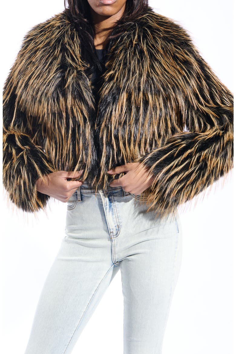 Saoirse Faux Fur Coat, Alternate, color, BROWN BLACK