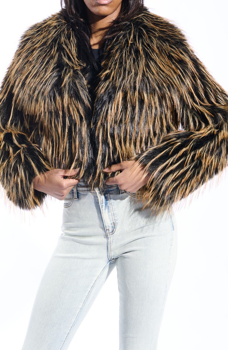 AZALEA WANG Saoirse Faux Fur Coat, Alternate, color, Brown Black