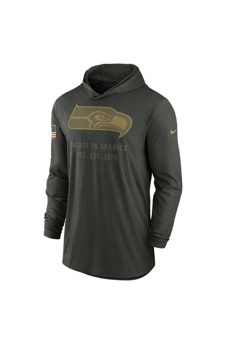 Men's Nike Forest Green Seattle Seahawks 2025 Salute to Service Sideline Dri-FIT Lightweight Hooded Pullover, Alternate, color, Forest Green