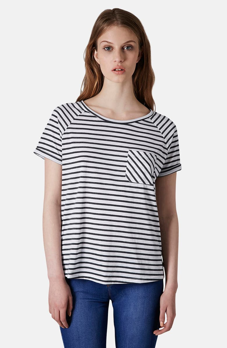 Topshop Stripe Raglan Tee, Main, color,