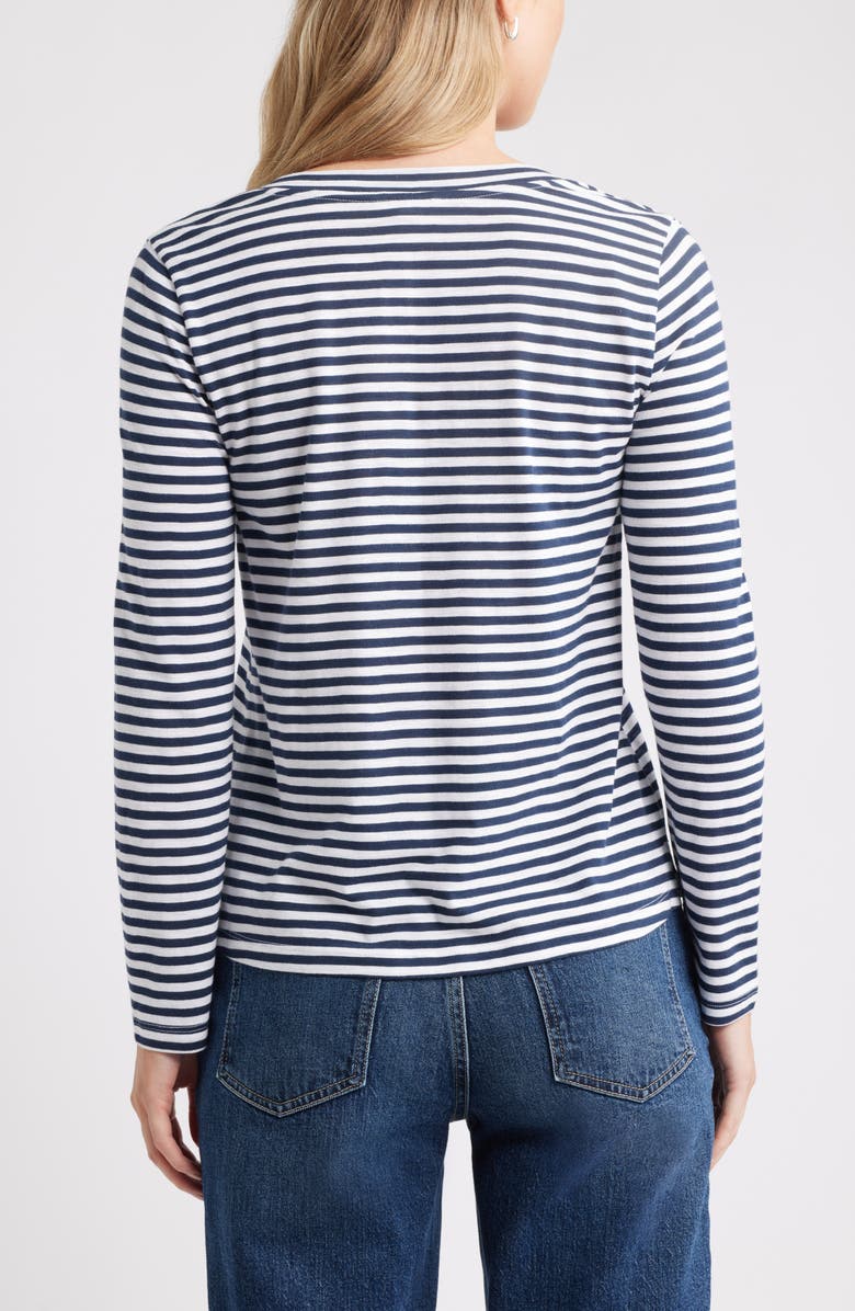 Caslon<sup>®</sup> Long Sleeve V-Neck T-Shirt, Alternate, color, Navy Still-White Brooke Stripe