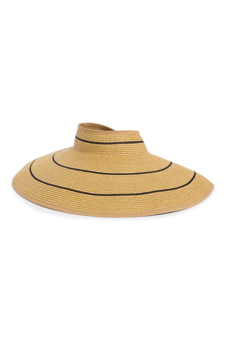 Jess Packable Straw Sun Hat, Main, color, NATURAL/ BLACK