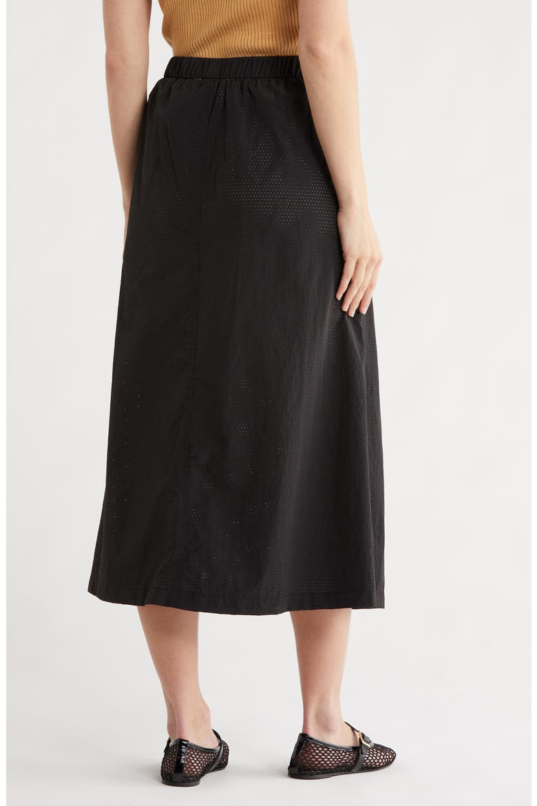 Perforated Tech Fabric Midi Skirt, Alternate, color, BLACK