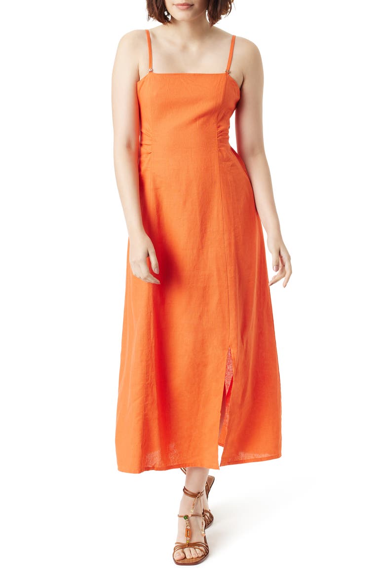 Merisa Cutout Linen Blend Sundress, Alternate, color, TIGERLILY