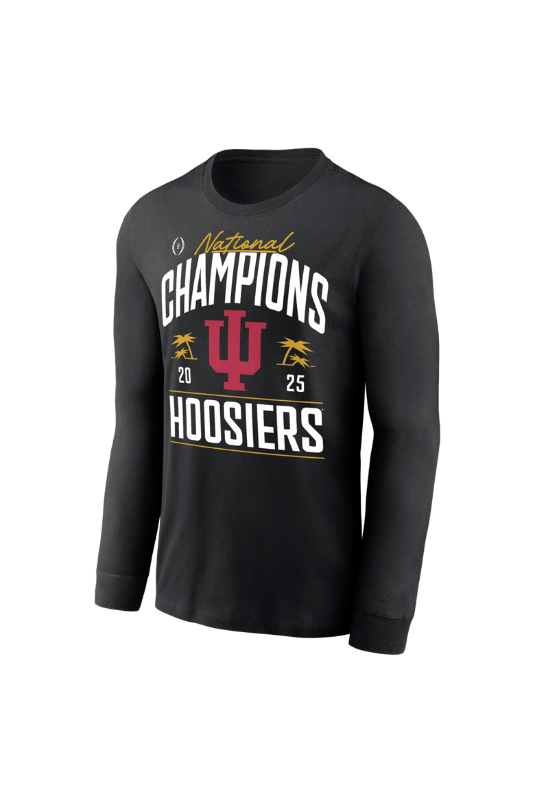 Men's Black Indiana Hoosiers College Football Playoff 2025 National Champions Locker Room Replica Long Sleeve T-Shirt, Alternate, color, Black
