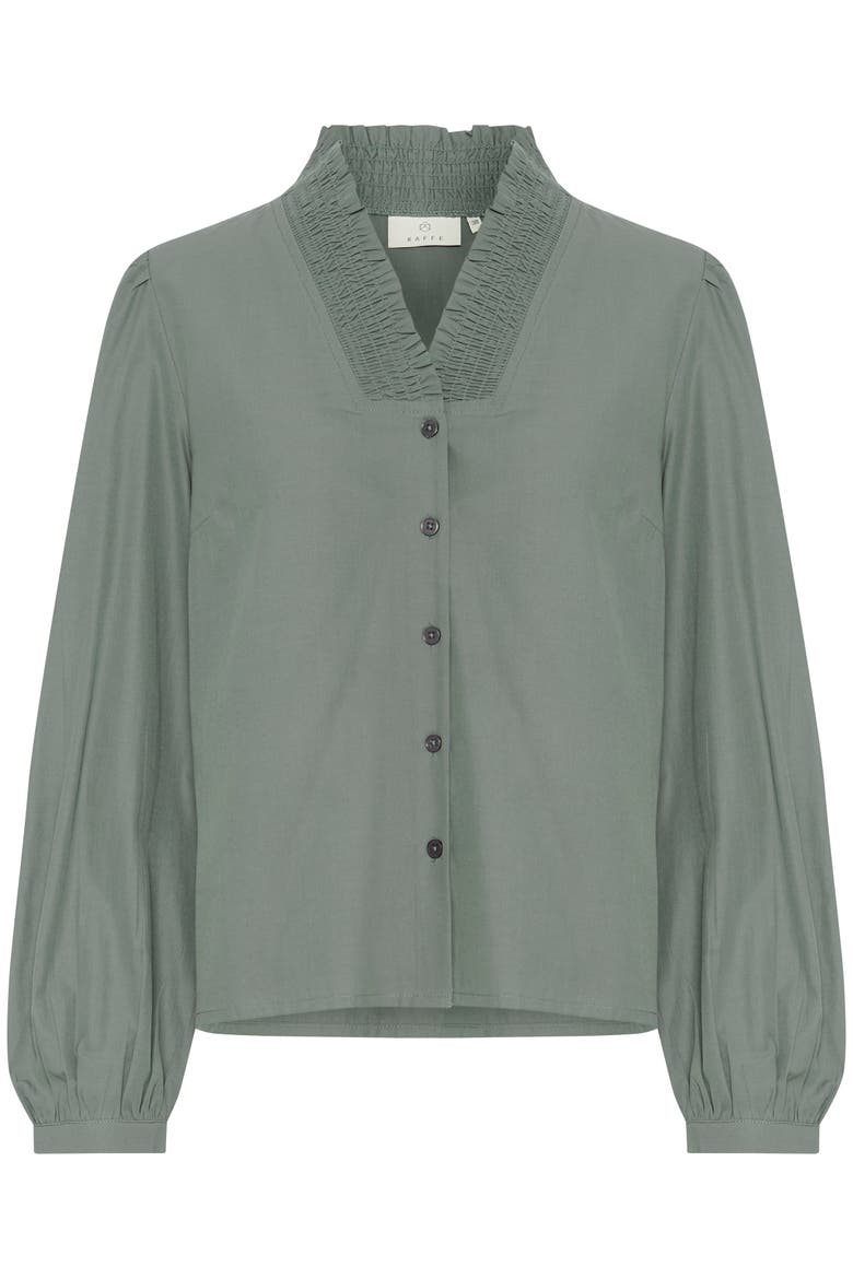 KAmaia V-neck Pleats Long Sleeve Shirt, Alternate, color, Balsam Green