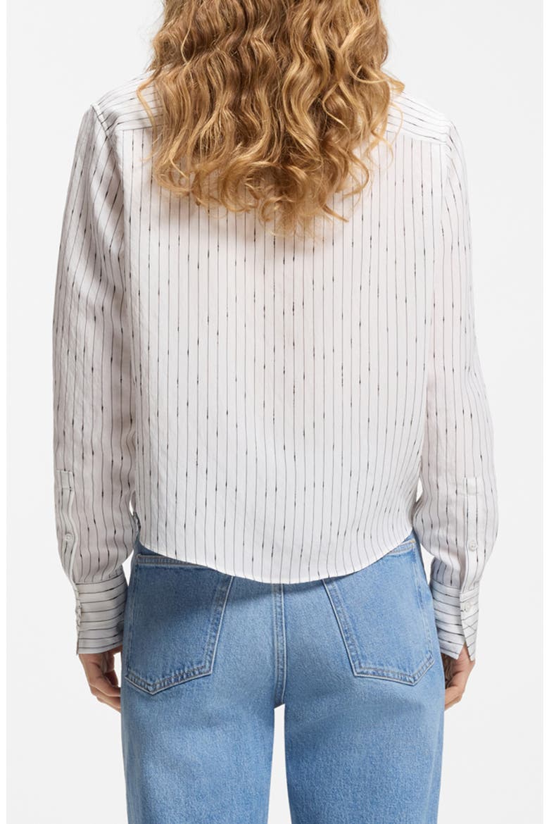 Bertyna Monday Stripe Crop Button-Up Shirt, Alternate, color, WHITE