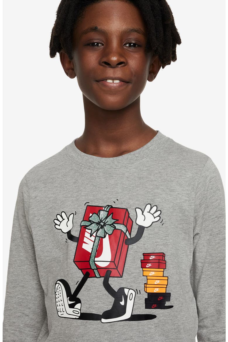 Kids' Sportswear Long Sleeve Graphic T-Shirt, Alternate, color, DARK GREY HEATHER