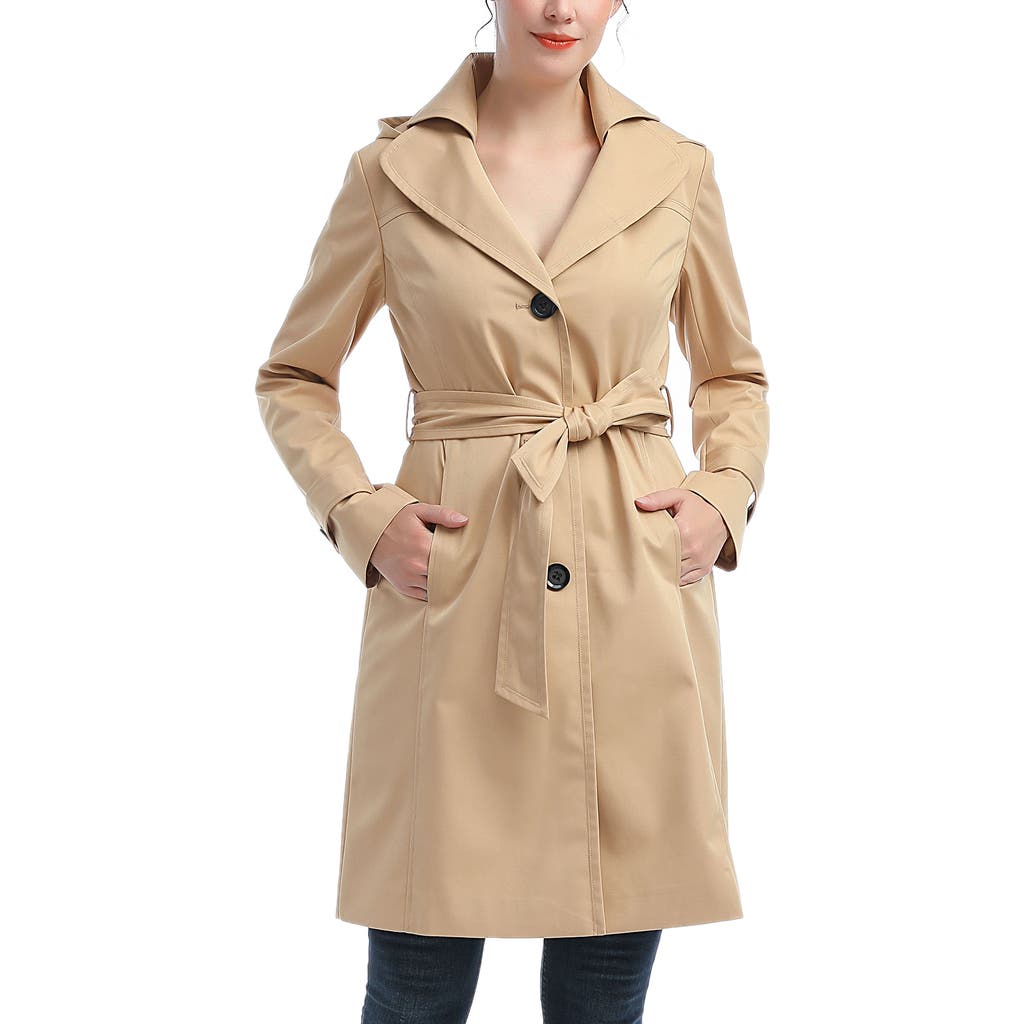 Kimi & Kai Adel Hooded Trench Coat In Nude