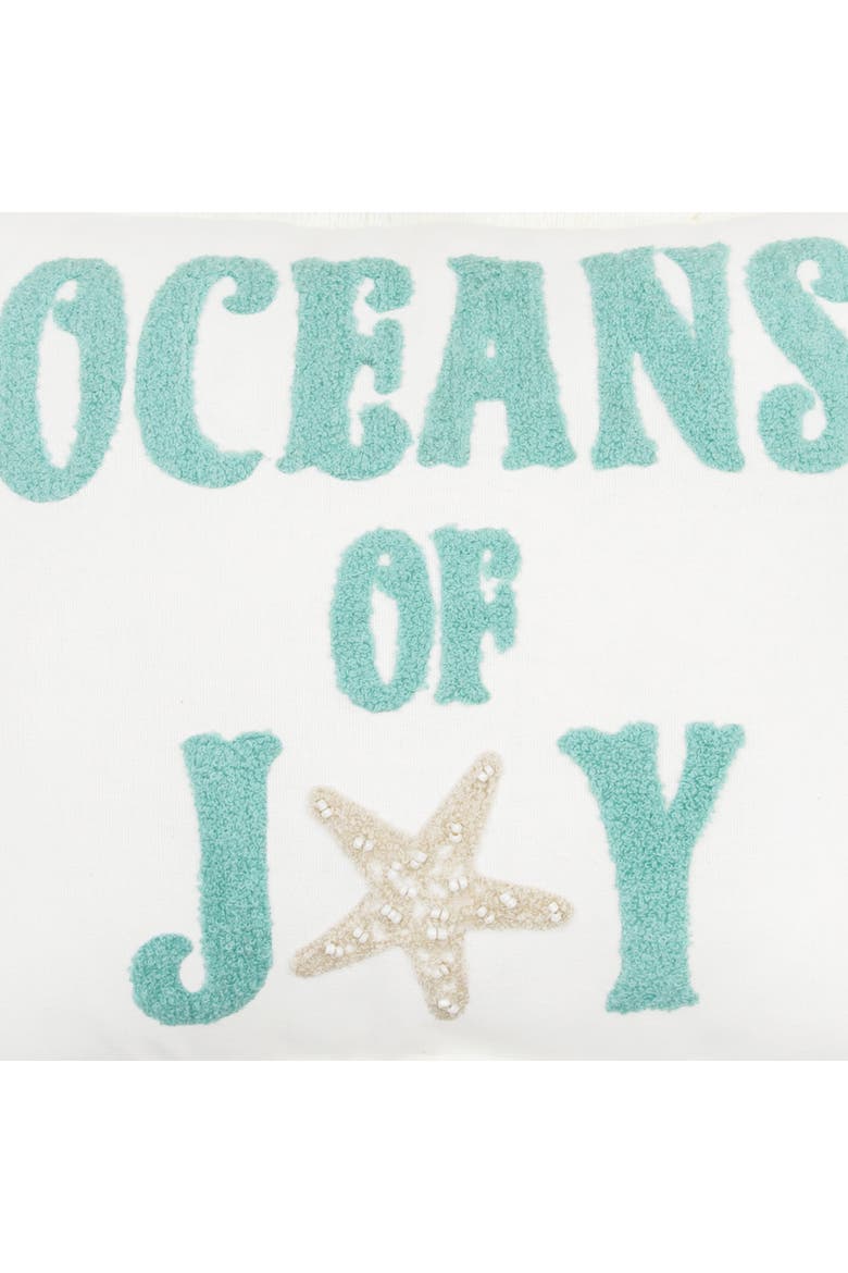 Ocean of Joy Starfish Holiday Tufted Fringed Lumbar Throw Pillow 12" x 16", Alternate, color, Blue