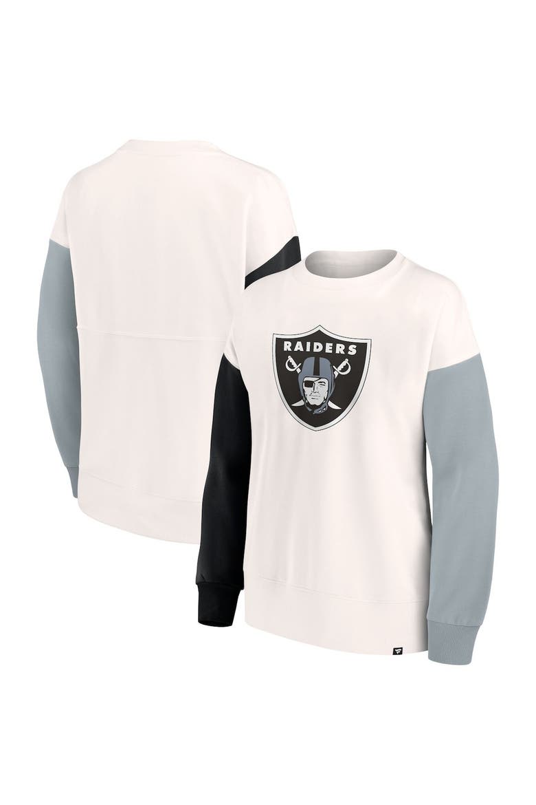 Women's Fanatics Branded White Las Vegas Raiders Colorblock Primary Logo Pullover Sweatshirt, Main, color, White