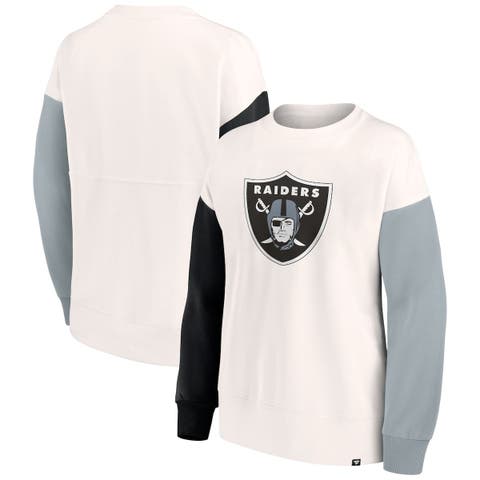 Women's Fanatics Branded White Las Vegas Raiders Colorblock Primary Logo Pullover Sweatshirt