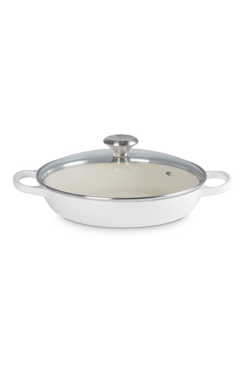 Signature 2.25-Quart Enameled Cast Iron Braiser, Alternate, color, WHITE
