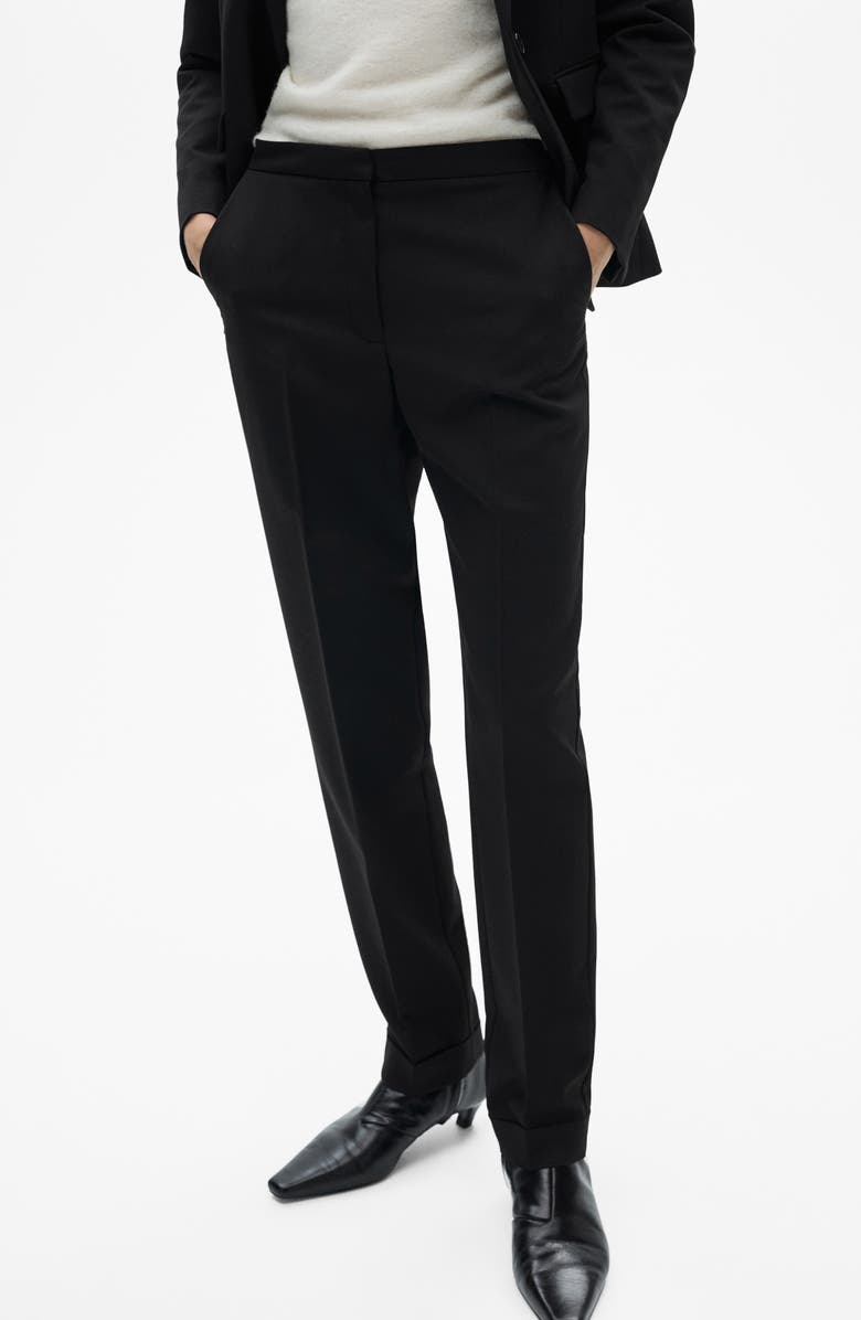 MANGO Straight Leg Suit Pants, Main, color, Black
