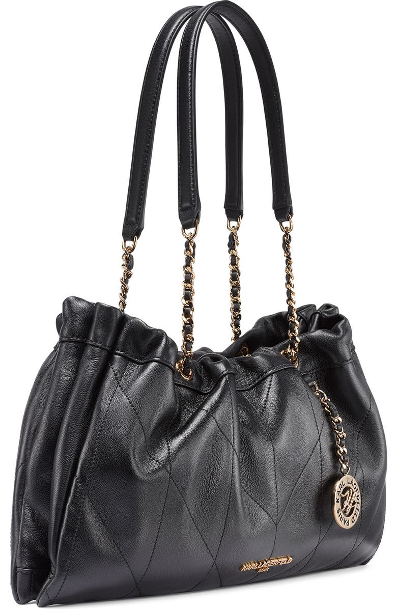 KARL LAGERFELD PARIS Amandine Leather Shoulder, Alternate, color, Black/Gold