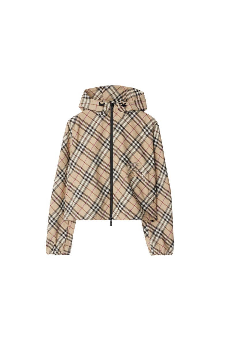 Burberry Check Hooded Jacket, Alternate, color, Alabaster