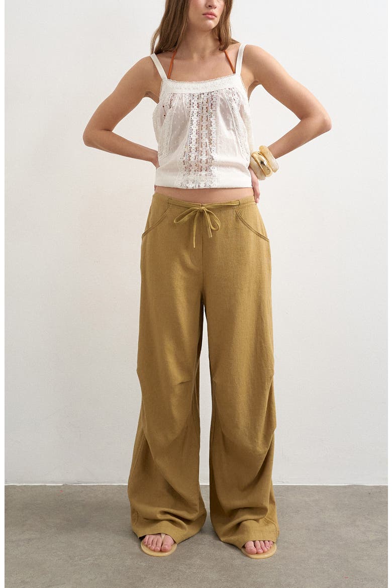 Wide Leg Linen & Cotton Utility Pants, Main, color, TAN