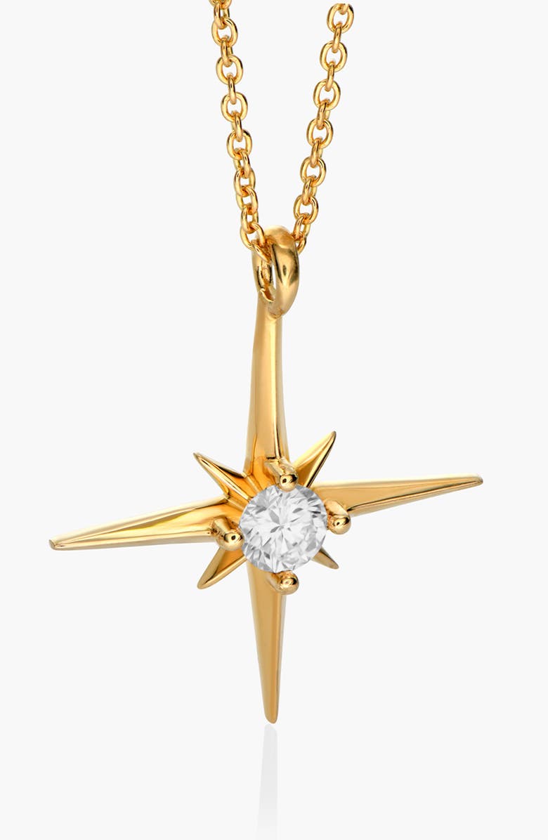 Oak & Luna Northern Star Necklace with 0.3ct Diamond, Alternate, color, Gold Vermeil
