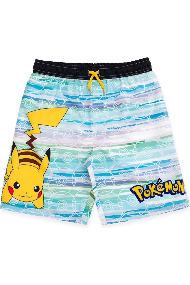 Swimwear Bathing Suit Swim Trunks UPF 50+, Main, color, Pikachu Blue Multi