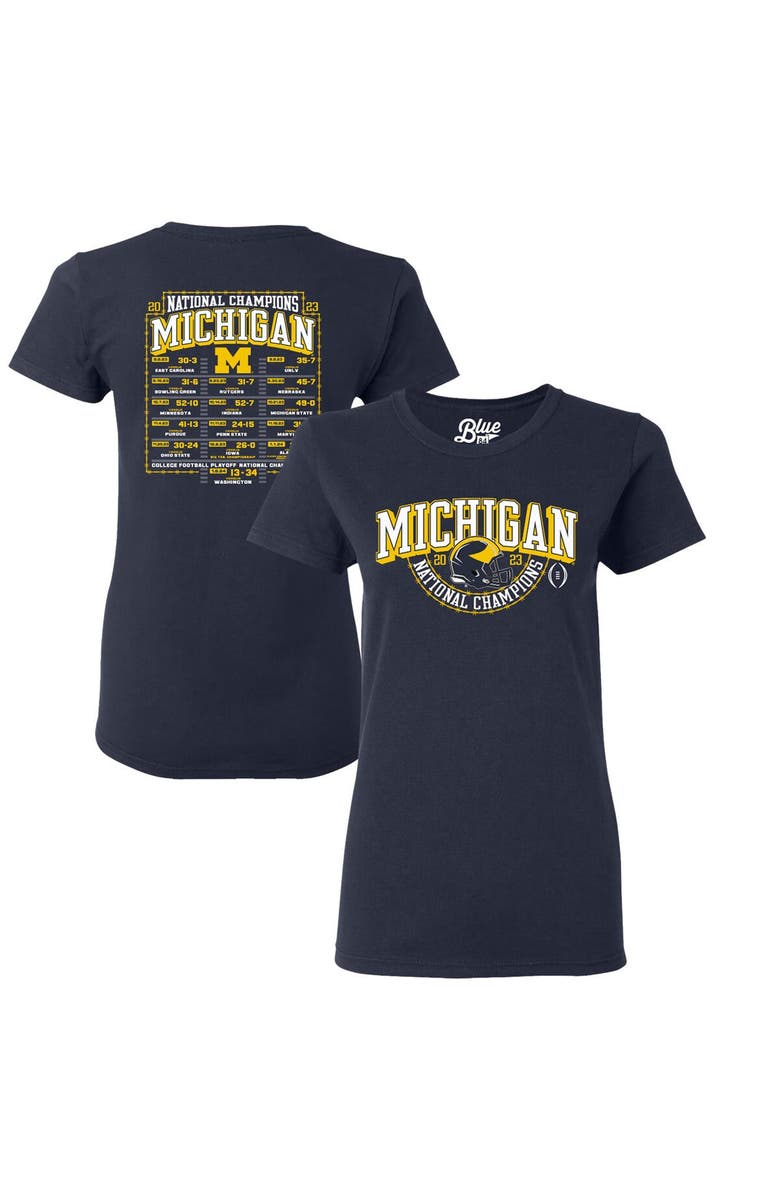 BLUE 84 Women's Blue 84  Navy Michigan Wolverines College Football Playoff 2023 National Champions Gold Dust Schedule T-Shirt, Main, color, 