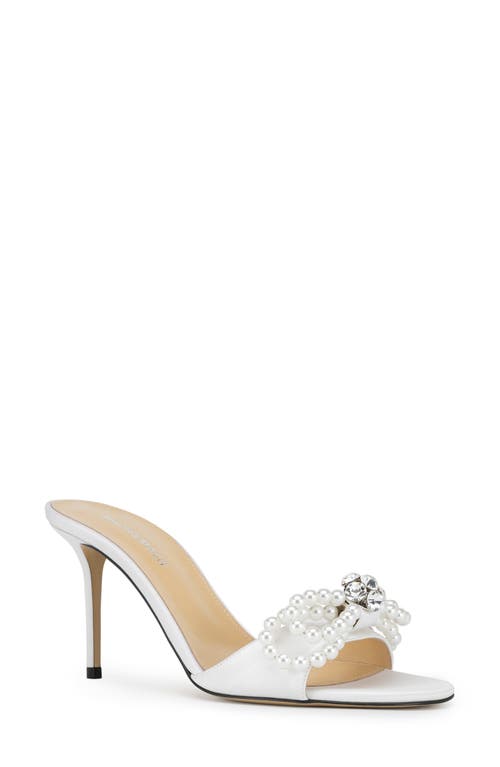 Mach&mach Mach & Mach Double Faux Pearl Bow Sandal In White