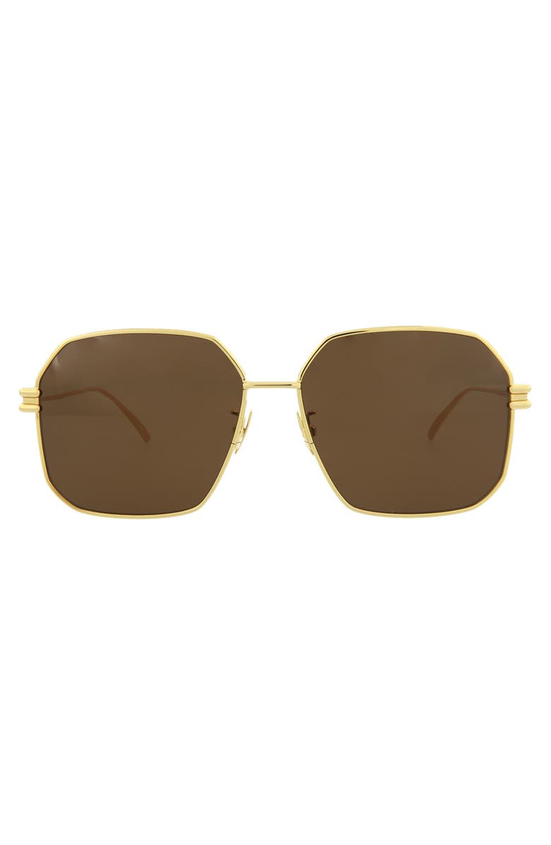 Bottega Veneta 58mm Square Sunglasses, Main, color, Gold Brown