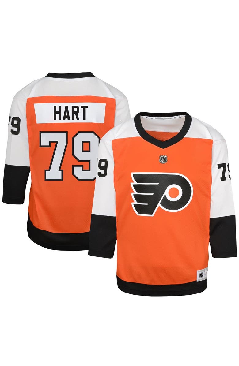 Outerstuff Youth Carter Hart Burnt Orange Philadelphia Flyers Home Replica Player Jersey, Main, color,