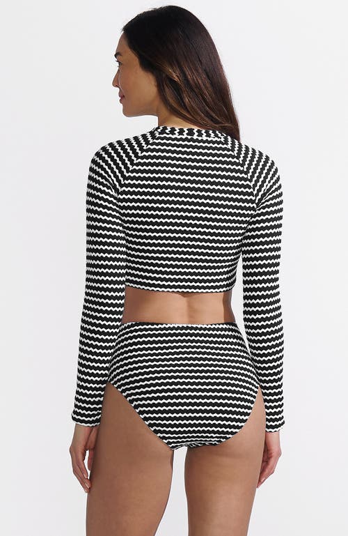 Lands' End Crochet Long Sleeve Bikini Top And High Waisted Bottoms Swimsuit Set