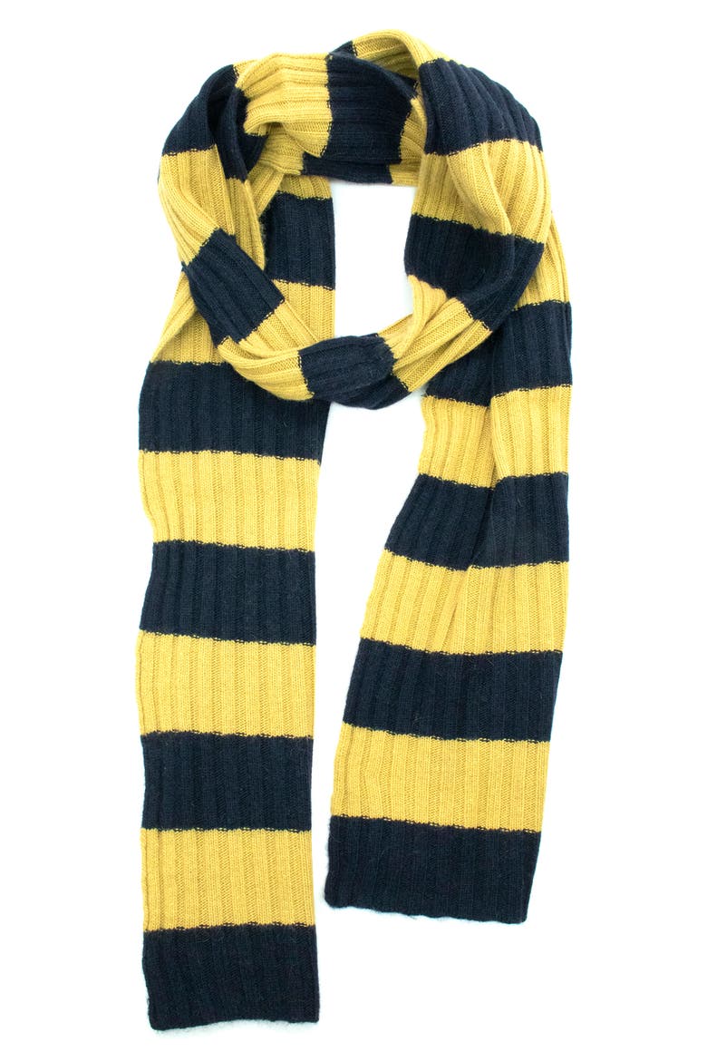 Striped Ribbed Scarf, Main, color, NAVY/MUSTARD