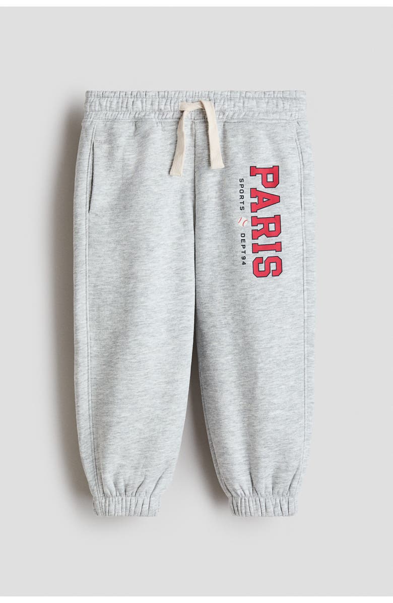 H&M Embroidery-detail Joggers, Alternate, color, Light Gray Melange/Paris