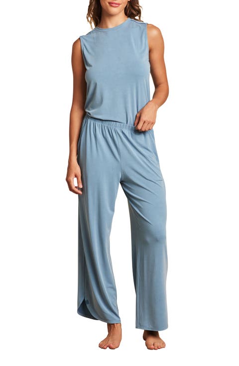 Malibu Collection® Sand Washed Jersey Wide Leg Pajamas