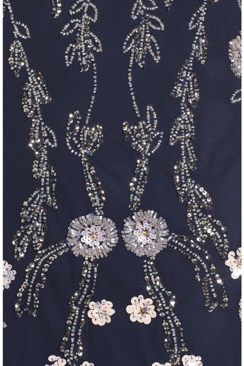 Mesh Blouson Gown, Alternate, color, NAVY MULTI