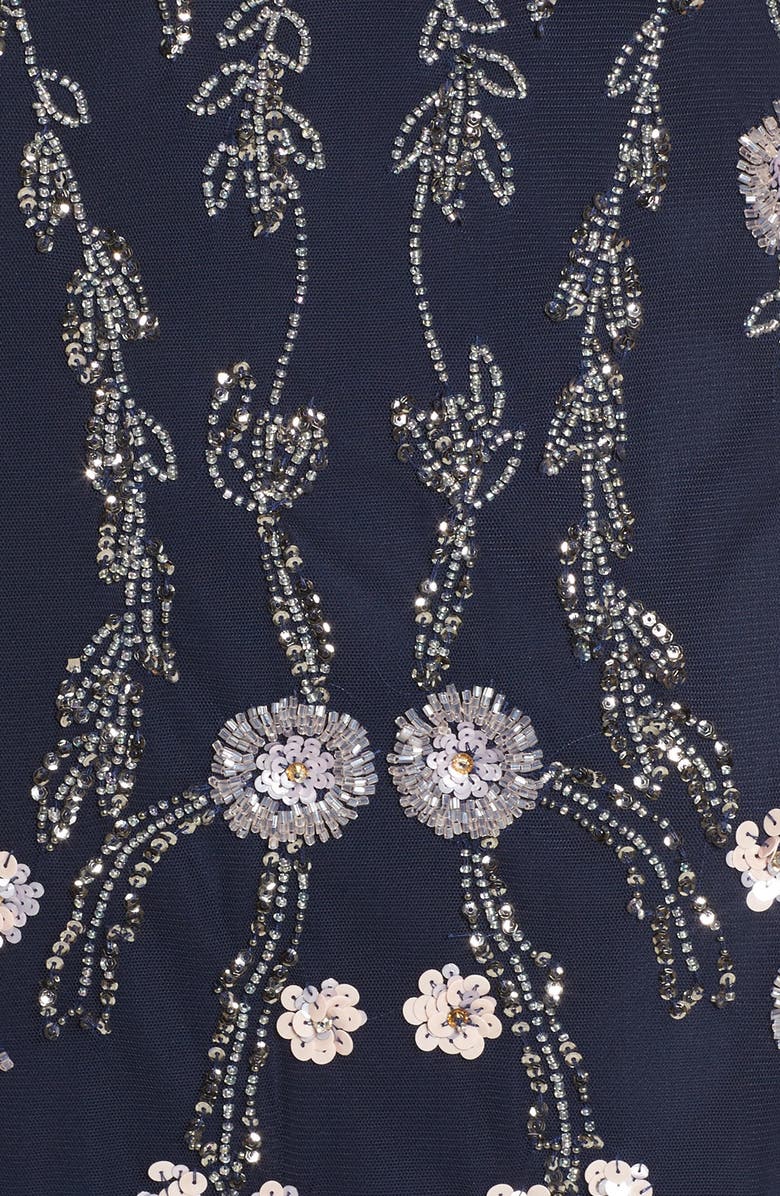 Adrianna Papell Mesh Blouson Gown, Alternate, color, 