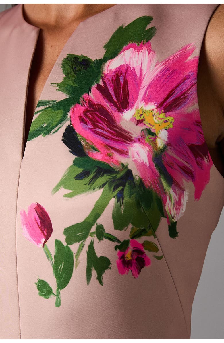 Coast Notch Neck Placement Print Midi Dress, Alternate, color, Blush